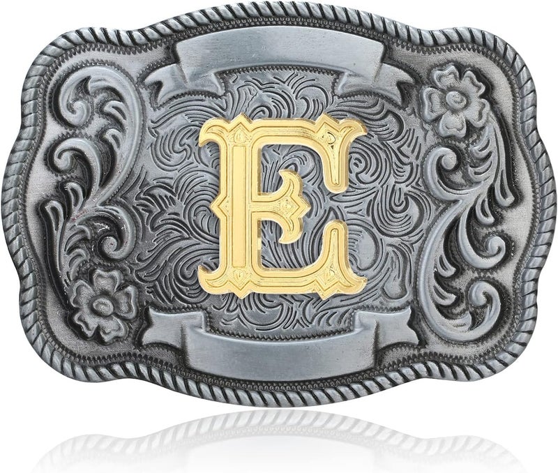 QQA Western Cowboy/Cowgirl Initial Belt Buckle Letter ABC to Z Upgrade Design for Men and Women - Image 1